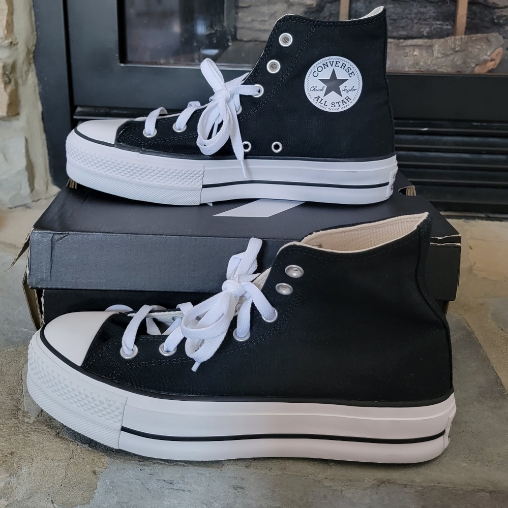 New Converse CTAS Black Platform Hi Lift